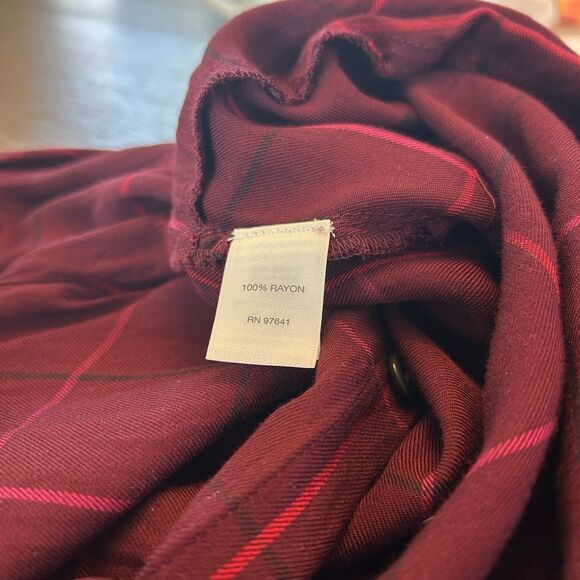 J. Jill Women’s Deep Red Button Down Shirt with Windowpane Design, S - Picture 8 of 8